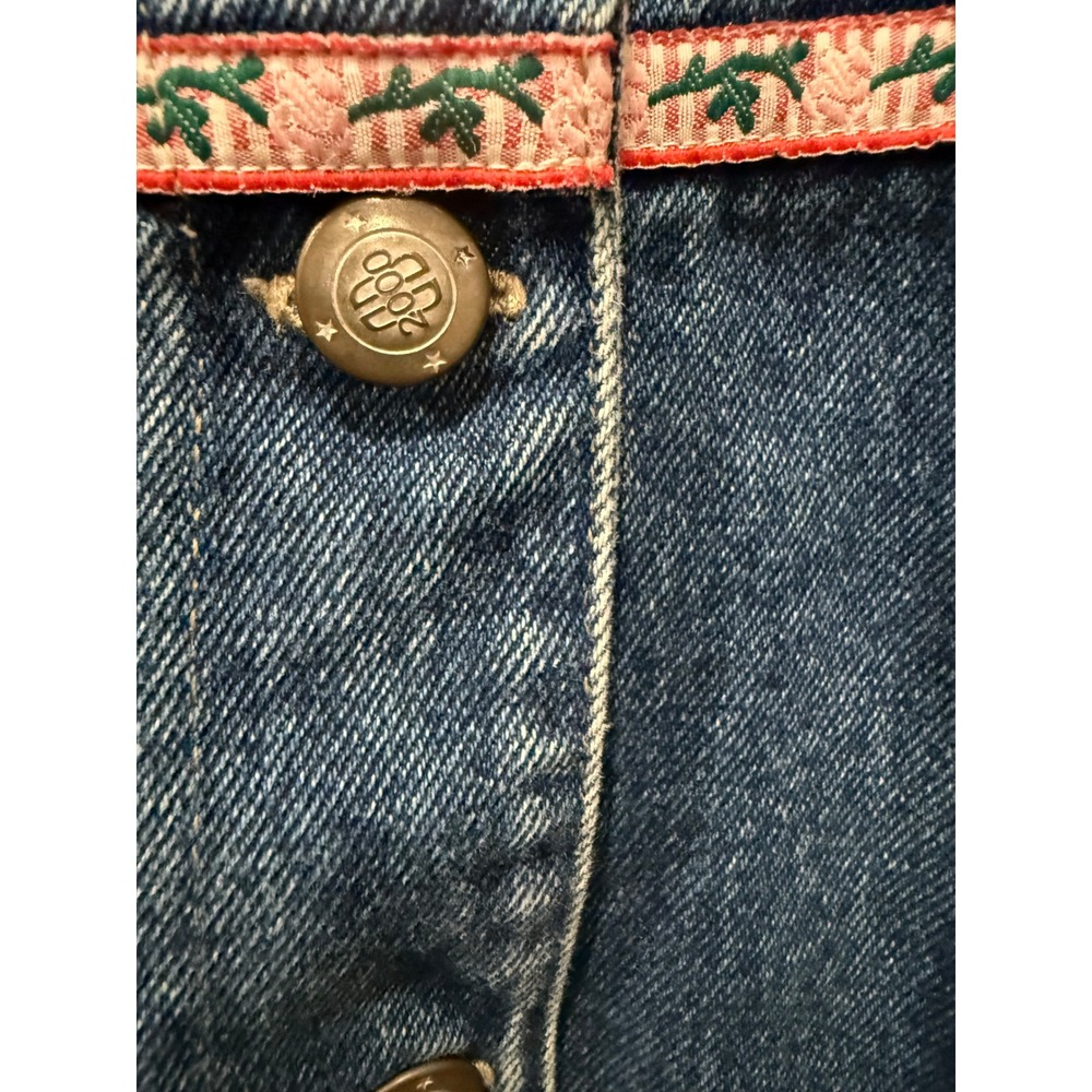 Vintage Bill Blass Womens Jeans Denim Jacket Embroidered Roses Pink Trim Size L - Picture 7 of 8